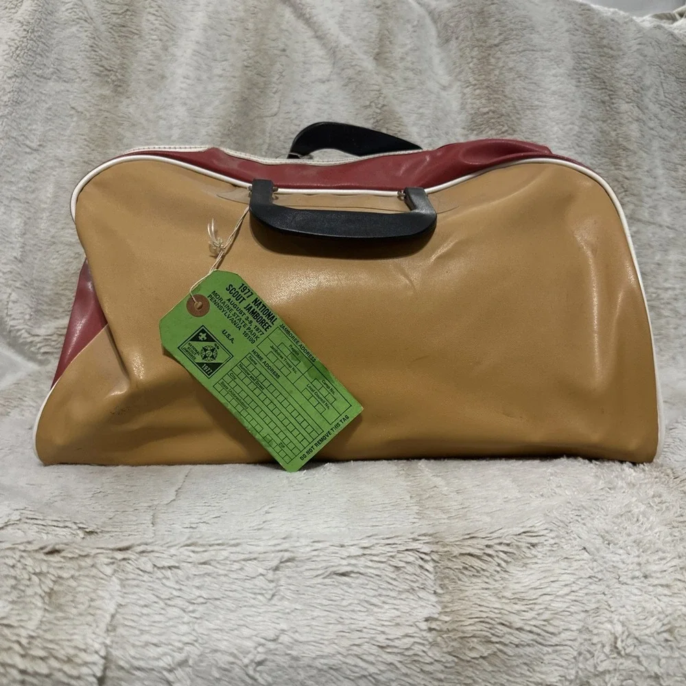 VTG Texas Boy Scouts Red/Tan Full Zip Sport/Bowling Ball Bag w/Carry Handles